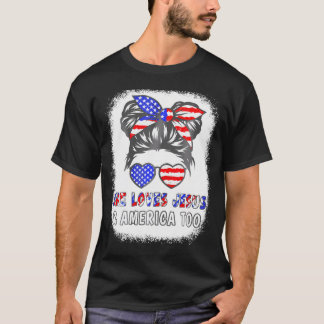 Amerikanska Flagga Kärlek Jesus Amerika för kriste T Shirt