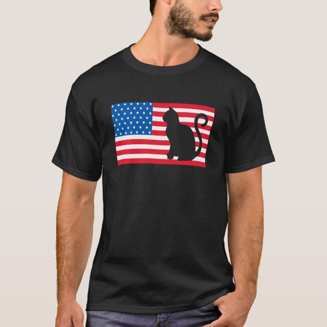 Amerikanska Flagga Katt 4 juli: "Veterans Kids Me" T Shirt (Framsida)