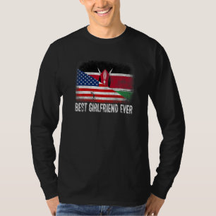 Amerikanska Flagga & Kenya Flagga Best Girlkompis T Shirt
