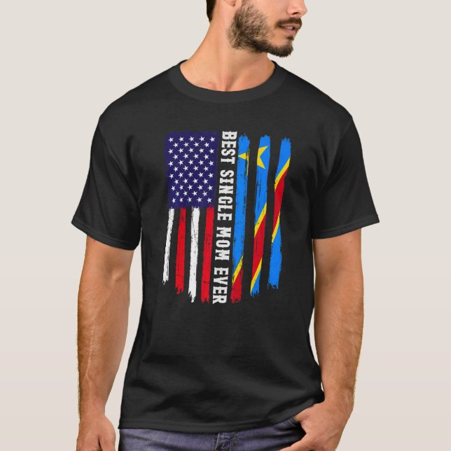 Amerikanska Flagga & Kongo Flagga Best Single Mamm T Shirt (Framsida)