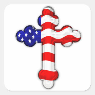 Amerikanska Flagga Kor Fyrkantigt Klistermärke