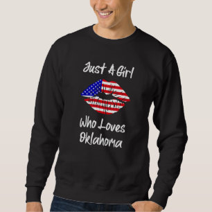 Amerikanska Flagga Läppar bara en flicka som Kärle Lång Ärmad Tröja