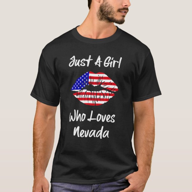 Amerikanska Flagga Läppar bara en flicka som Kärle T Shirt (Framsida)