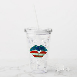 Amerikanska Flagga Läppar Take Away Mugg