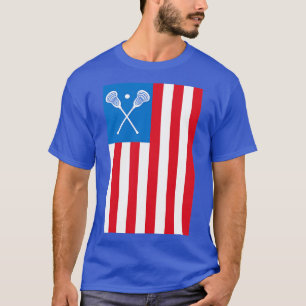 Amerikanska Flagga Lax 4 juli Lacrosse Helmet Stic T Shirt