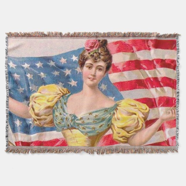 Amerikanska Flagga Liberty Independence Filt (Framsidan)