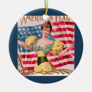 Amerikanska Flagga Liberty Independence Julgransprydnad Keramik
