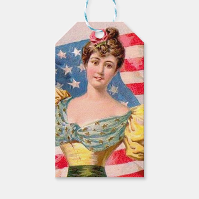 Amerikanska Flagga Liberty Independence Presentetikett (Framsidan)