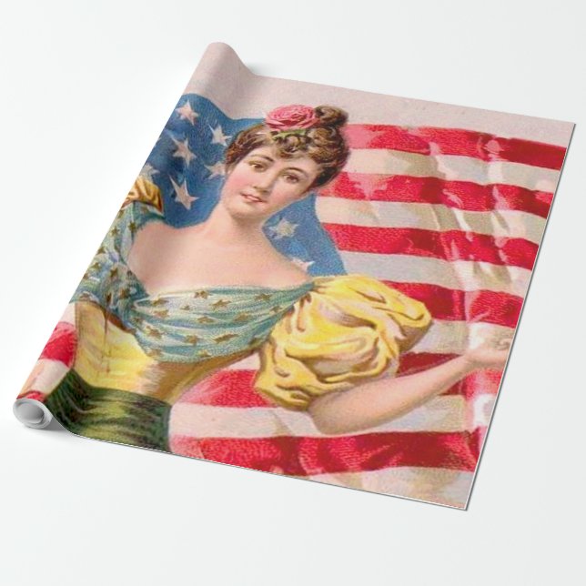 Amerikanska Flagga Liberty Independence Presentpapper (Utrullad)