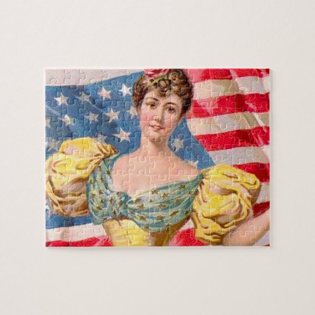 Amerikanska Flagga Liberty Independence Pussel (Horisontell)