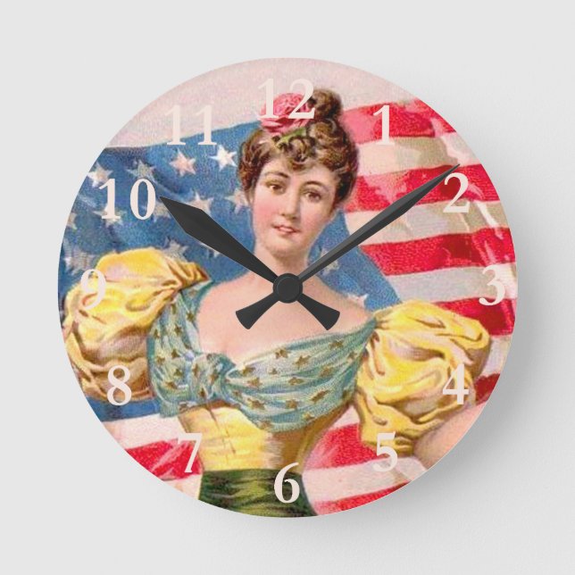 Amerikanska Flagga Liberty Independence Rund Klocka (Framsida)