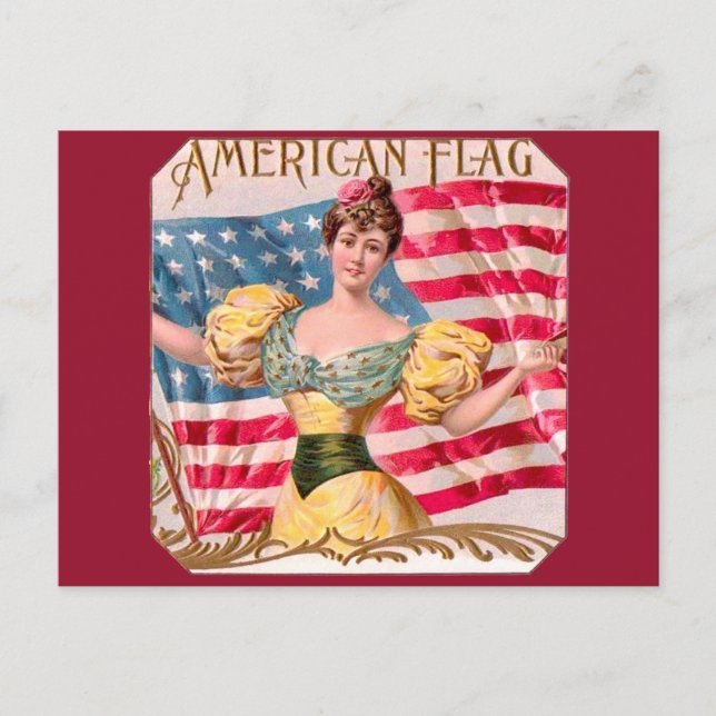 Amerikanska Flagga Liberty Independence Vykort (Framsida)