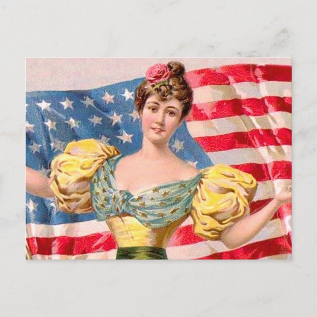Amerikanska Flagga Liberty Independence Vykort (Framsida)