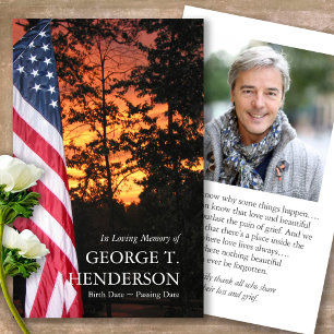 Amerikanska Flagga Loss Prayer Sympathy Cards Visitkort