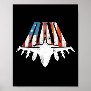 Amerikanska Flagga Luft Fighter Jet Fars dag 4:e O Poster