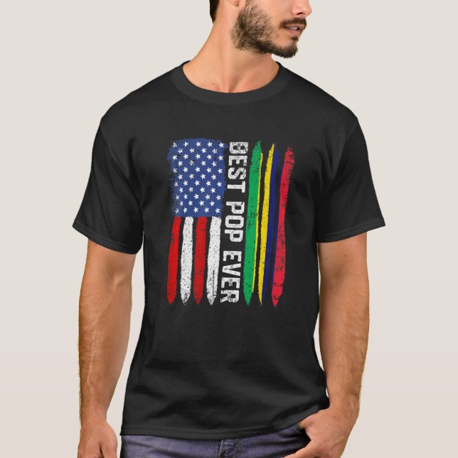 Amerikanska Flagga & Mauritius Flagga Best Pop någ T Shirt (Framsida)