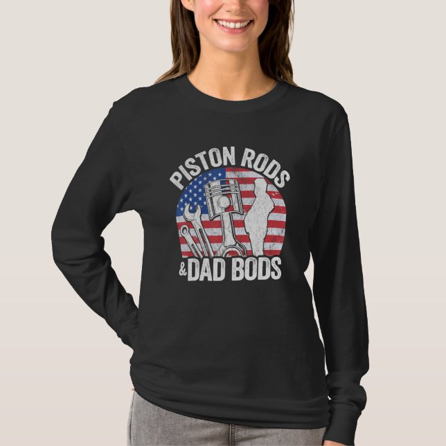 Amerikanska Flagga Mechanic 4:e juli, fistonlopp o T Shirt (Framsida)