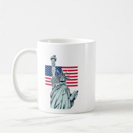 Amerikanska Flagga med Dam Liberty Kaffemugg