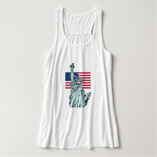 Amerikanska Flagga med Dam Liberty Plus Storlek Linne Med Racerback