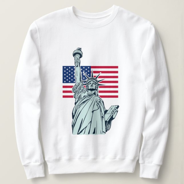 Amerikanska Flagga med Dam Liberty T Shirt (Design framsida)