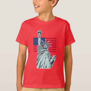 Amerikanska Flagga med Dam Liberty T-Shirt