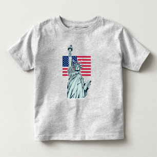 Amerikanska Flagga med Dam Liberty T Shirt