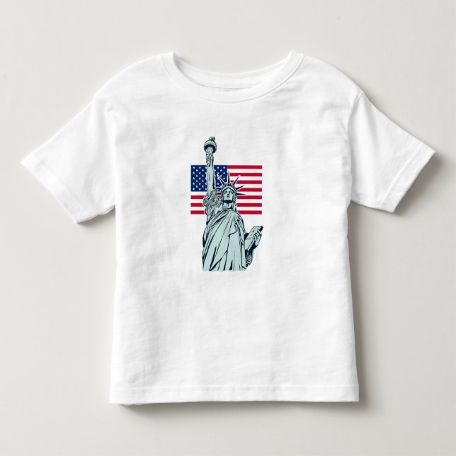 Amerikanska Flagga med Dam Liberty T Shirt (Framsida)