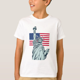 Amerikanska Flagga med Dam Liberty T Shirt