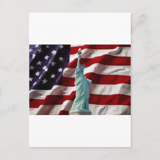 Amerikanska Flagga med Dam Liberty Vykort