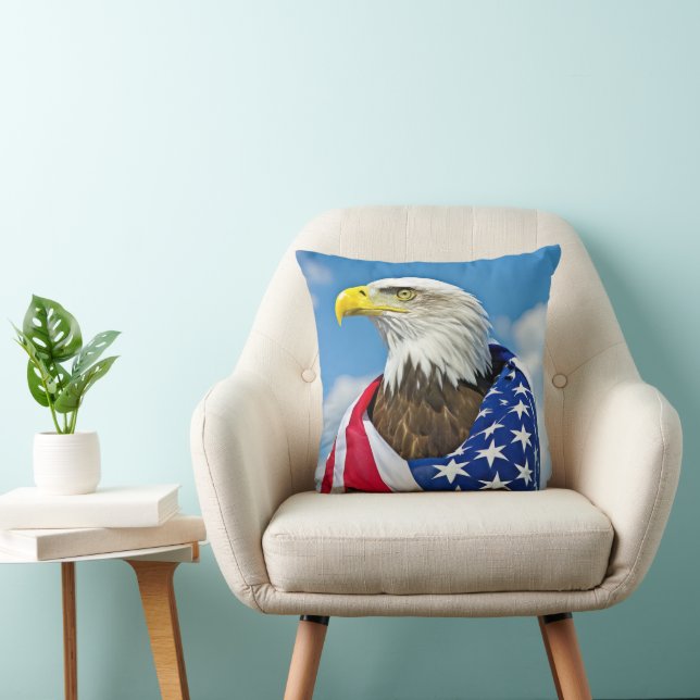 Amerikanska Flagga med Örn Kudde (Stol)