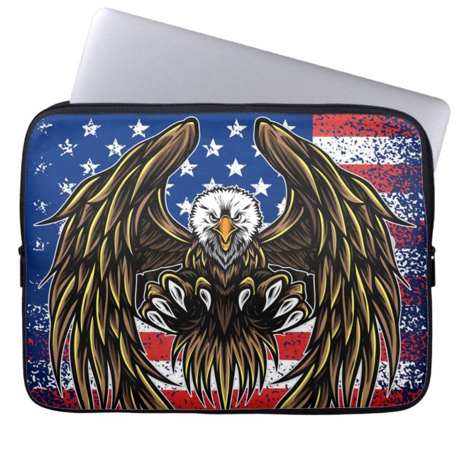 Amerikanska Flagga med Örn Laptop Fodral (Framsidan)