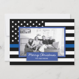 Amerikanska Flagga med två foto-kort för polistunn Julkort