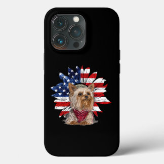 Amerikanska Flagga med Yorkie Puppy