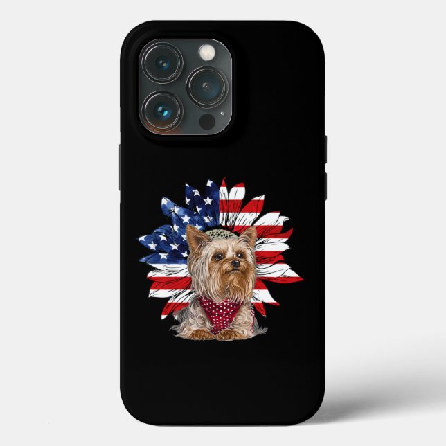 Amerikanska Flagga med Yorkie Puppy (Baksida )