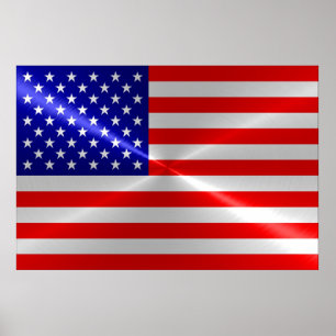 Amerikanska Flagga Metallic Metall Poster