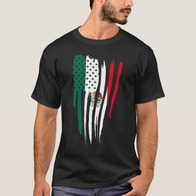 Amerikanska Flagga, Mexiko, Mexikanska rötter, ame T Shirt (Framsida)