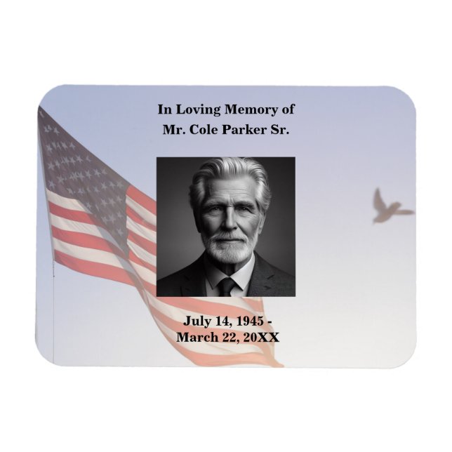 Amerikanska flagga militära begravningsfotot magnet (Horisontell)