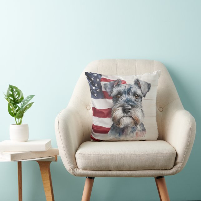Amerikanska Flagga Miniature Schnauzer Hund Kudde (Stol)