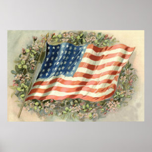 Amerikanska Flagga minnesdag för kransströmmar Poster