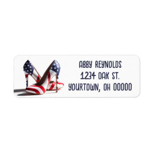 Amerikanska Flagga Mode Pumps Returadress Etikett