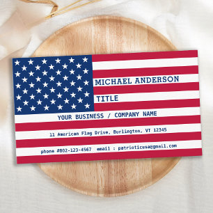 Amerikanska Flagga Modern Professionell Patriotic Visitkort