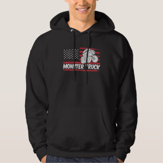 Amerikanska Flagga Monster Lastbil Monster Lastbil Hoodie