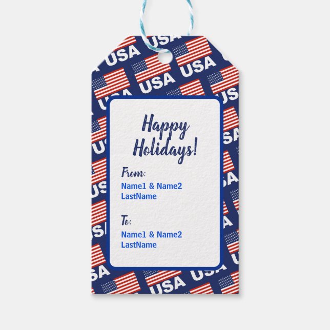 Amerikanska Flagga Mönster Presentetikett (Framsidan)