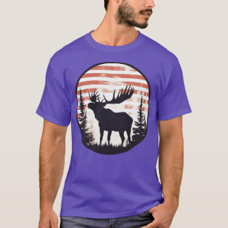 Amerikanska Flagga Moose 3 T Shirt