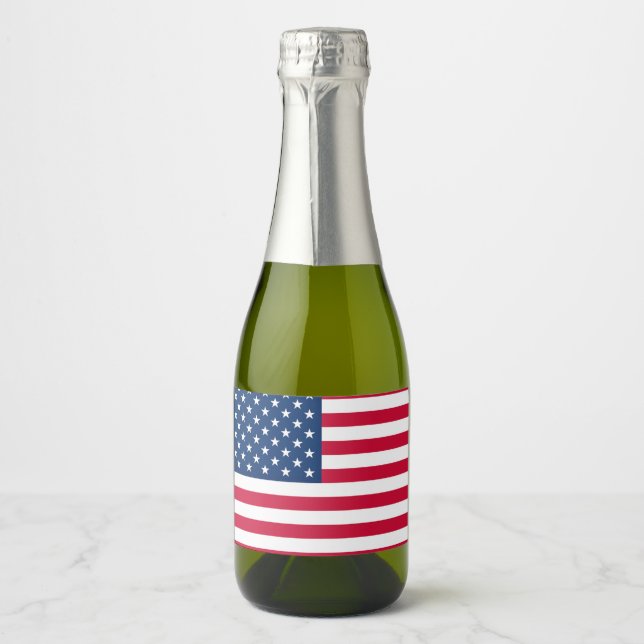 Amerikanska Flagga mousserande Vin Flaska-etikette (Framsida)