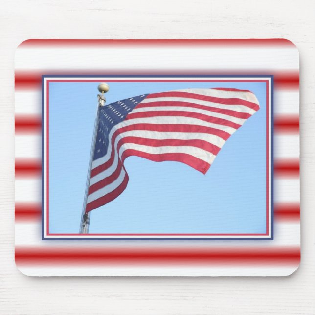 Amerikanska Flagga musknapp Musmatta (Framsidan)