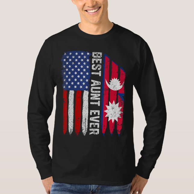 Amerikanska Flagga Nepal Flagga Best Moster någons T Shirt (Framsida)