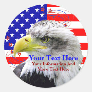 Amerikanska Flagga- och agle-stift Runt Klistermärke