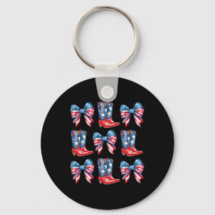 Amerikanska Flagga och bin 4:e juli Cowgirl W Nyckelring