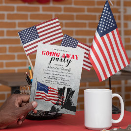 Amerikanska Flagga och Booter på väg bort Party| M Inbjudningar